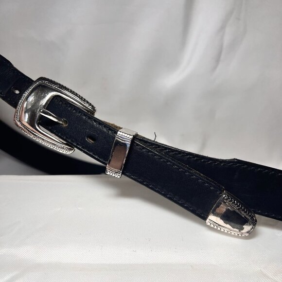 RGA Four By Danbury Asso.-Men's Golf Black Leather Belt-Silver Buckle-Casual - Picture 8 of 15
